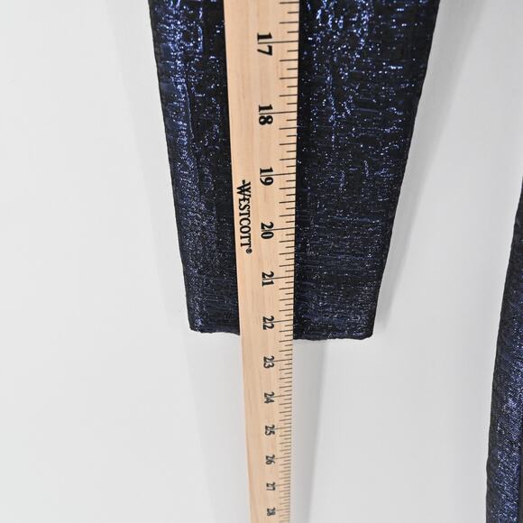 ARIANA‎ ROCKEFELLER Dress Size 0 Silk Black Blue Metallic Long Sleeve Shift Silk - Picture 12 of 12